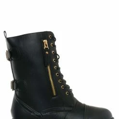 Forever Link New Mountain81 Grungy Lace Up Combat Boots - Men Womens Calf High Shoe
