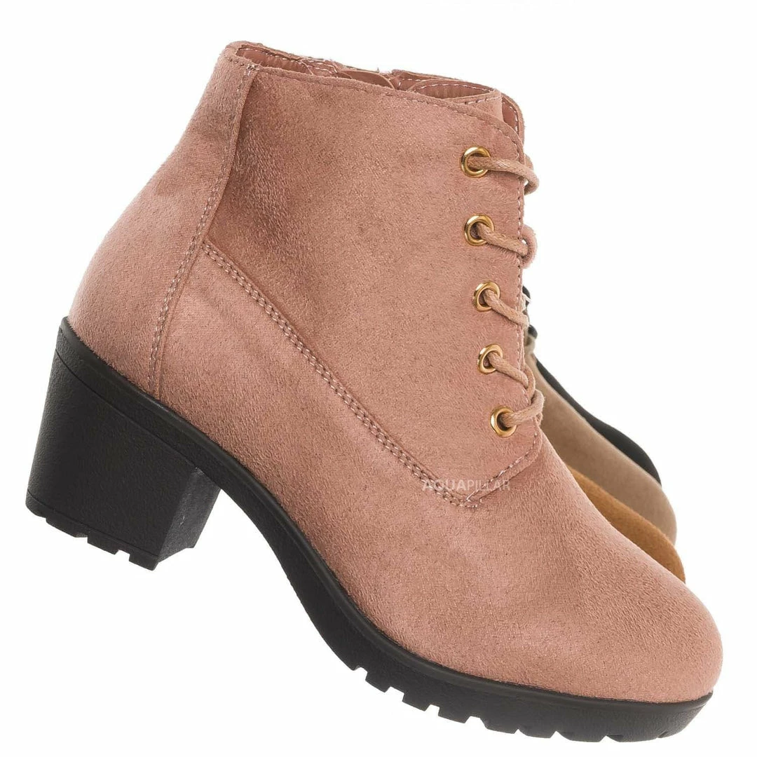 Forever Link Plus11K Girl's Block Heel Combat Ankle Bootie New