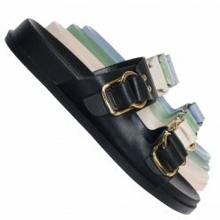Soda New Rather Flexible Footbed Slide, Double Buckle Slipper Sandal