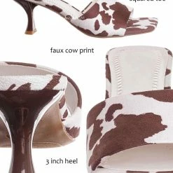 Anne Michelle Align03 Square Toe Slide In Mule - Women High Heel Slipper Cow Vinyl New