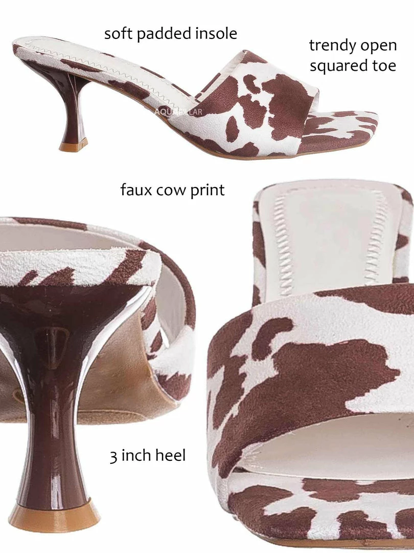 Anne Michelle Align03 Square Toe Slide In Mule - Women High Heel Slipper Cow Vinyl New