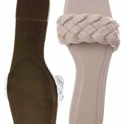 Bamboo Block19 Woven Braided Band Slipper - Womens Open Squared Toe Slip On Flat Sandal