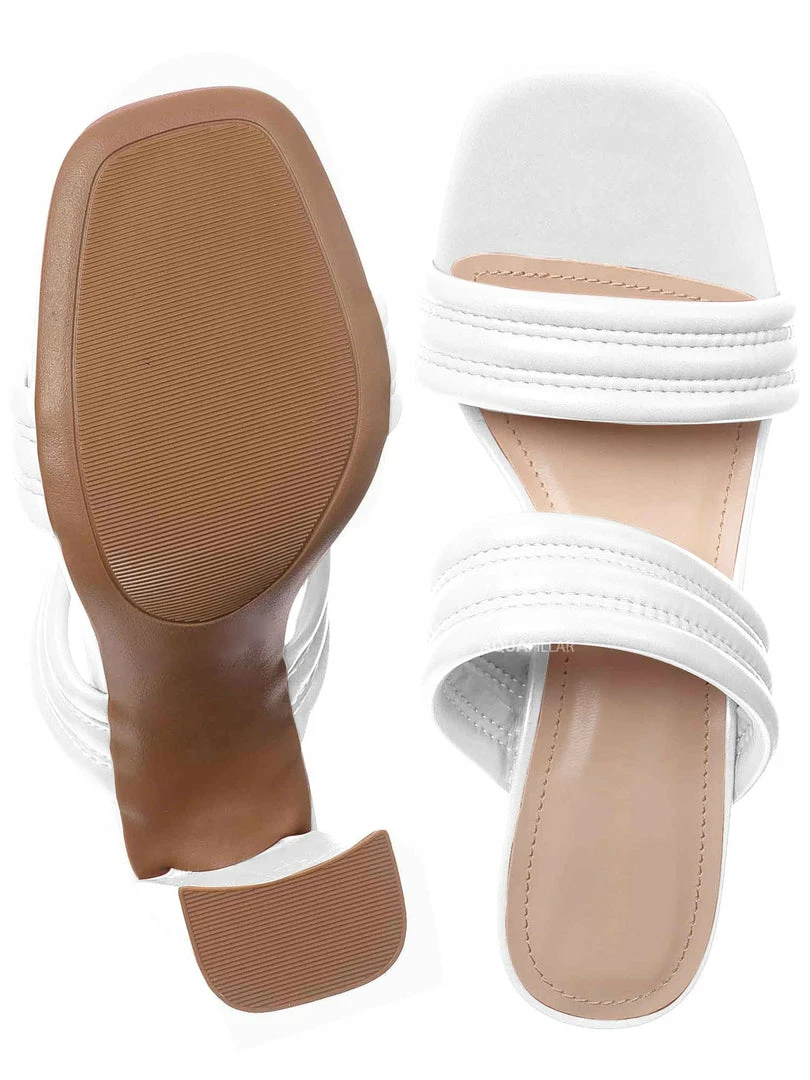 Bamboo Goalie01 Block Heel Puffy Slide Sandal - Women Quilted Dress Shoes New