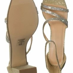 Delicious Polly Glitter Rhinestone Block Heel Sandal - Women Evening Dress Shoes