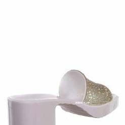 Forever Link List16 Womens Rhinestone Crystal Jelly Block Heel Mule Slide New