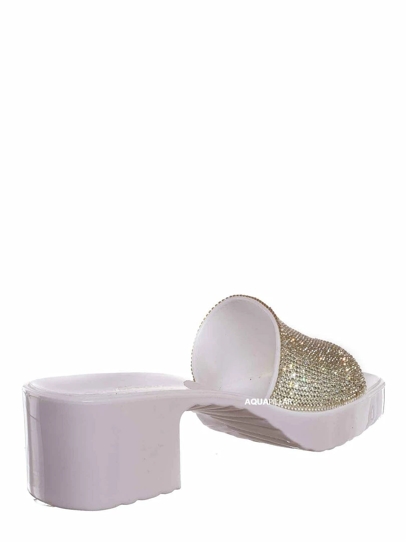 Forever Link List16 Womens Rhinestone Crystal Jelly Block Heel Mule Slide New