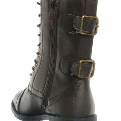 Forever Link Mountain81K Childrens Zip Up Combat Boots - Boy Girl Calf High Shoes