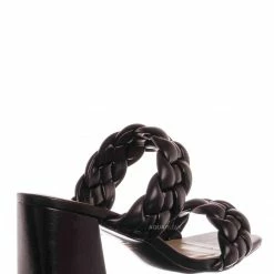 Soda Mostly Block Heel Braided Mule, Women Puffy Slide Sandal