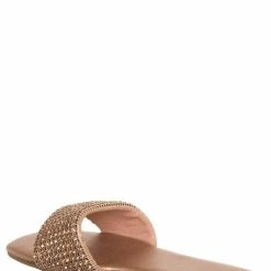 Top Moda Mesa27 Rhinestone Crystal Wide Vamp Slide, Women Summer Slipper