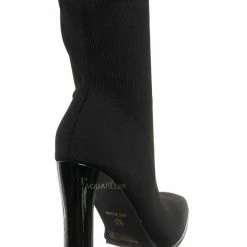 Glaze New Jiajia1 Women's Elastic Knit Bootie On Flat Block Heel