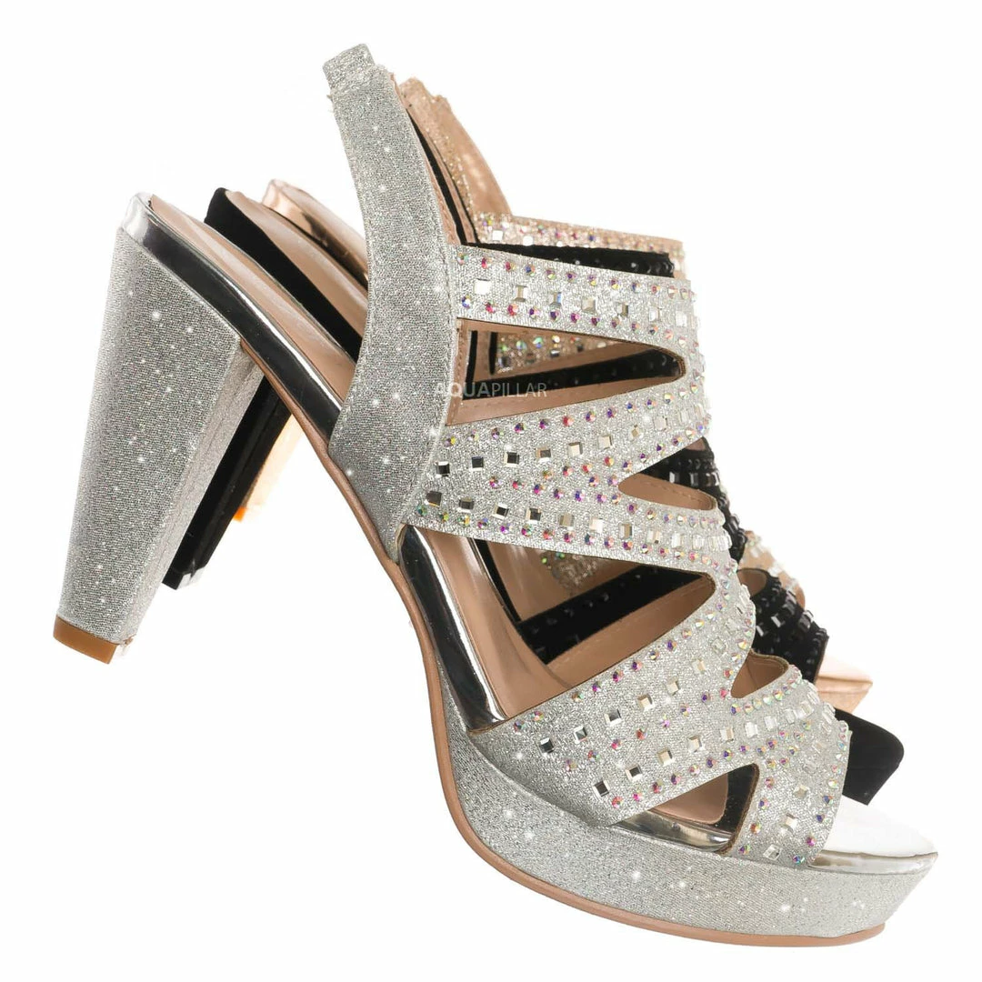 Forever Link System82 Rhinestone Crystal Open Toe Sandal - Women Ankle Strap