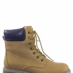 Forever Link New Broadway3 Military Fashion Combat Boots - Lace Up Threaded Lug Sole Ankle Bootie