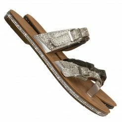 Top Moda Tyson38 Rhinestone Crystal Bendable Slipper Sandal, Women Summer Slides New