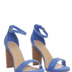 Delicious ShinerD Block Heel Ankle Strap Sandal 4 Inch High, Women Thin Strappy Formal Open Toe Minimalist Chunky Dress Shoes New