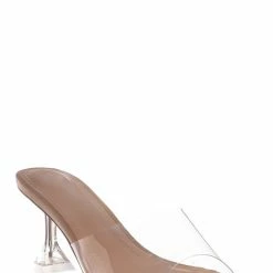 Bamboo New Water04 Clear High Heel Slip-On Mule, Womens Lucite Sandal
