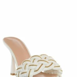 Delicacy Square21 High Heel Braided Mule - Women Slide In Sandal