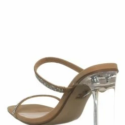 Delicious Facing Clear Heel Rhinestone Mules - Women Dress Slipper New