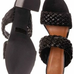 X2B Meg1 Block Heel Braided Mule, Women's Chunky Slide Sandal
