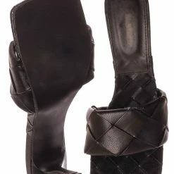 Forever Link New Square02 Basket Woven High Heel Mule - Women's Slide Sandal