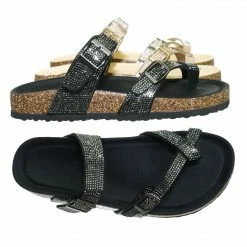 Bamboo Berk03 Rhinestone Molded Footbed Sandal - Women Crystal Slide In Contour Insole New