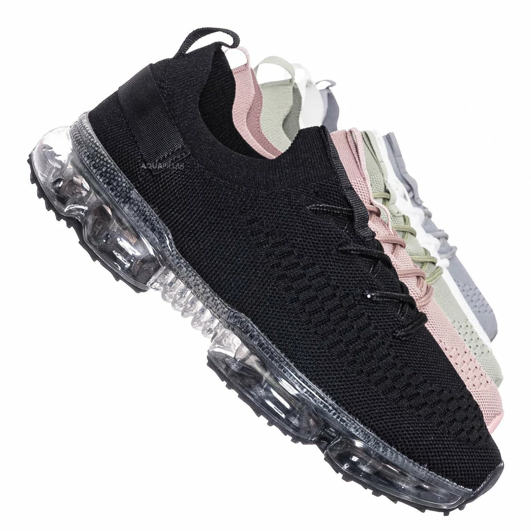 Forever Link Flow19 Stretch Elastic Mesh Sneaker - Festival Lace Up Rubber Air Bubble Cushion