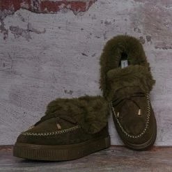 Bamboo Cozette20 Furry Mocassin Bootie Slipper - Women Fluffy Platform Shoes New