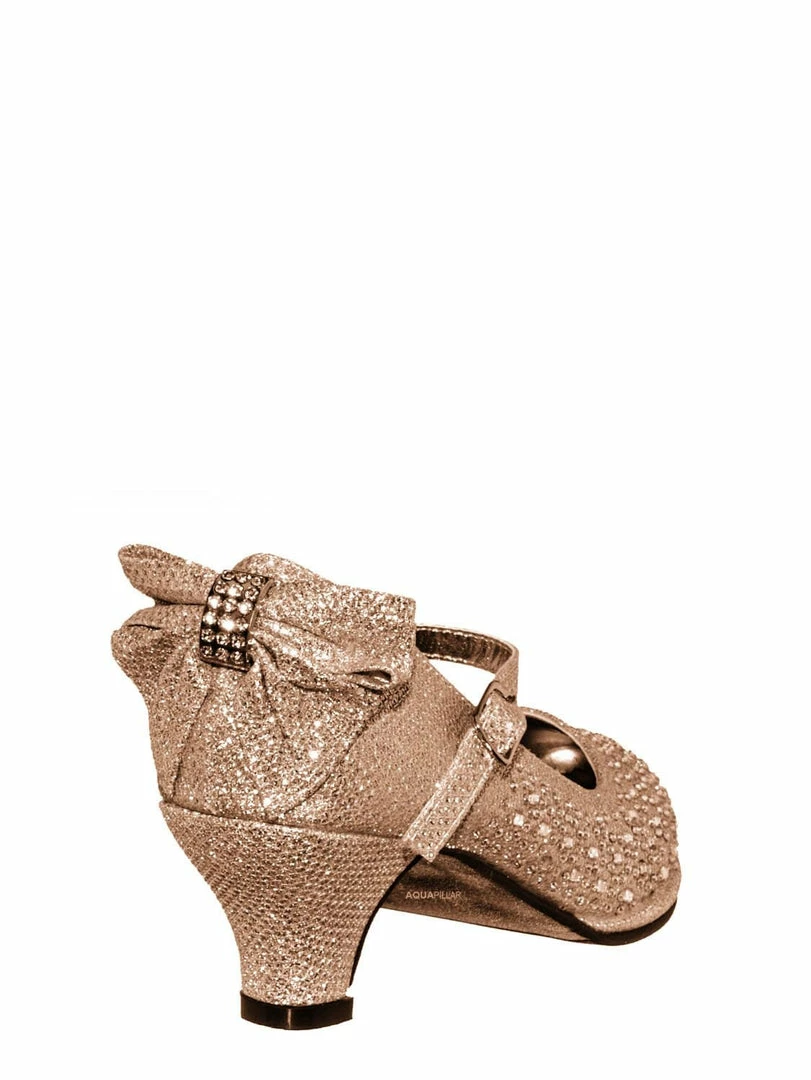 Little Angel Tasha004E Girl Rhinestone Crystal Mary Jane Pump - Kids Block Heel Dress Shoes New
