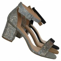 Delicious Crete Rhinestone Block Heel Sandal - Women Dance Shoes New