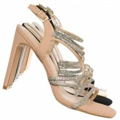 X2B New Ally5 Rhinestone Crystal Block Heel Dress Sandal, Womens Dance Shoes