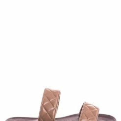Bamboo Moonbeam65 Quilted Double Strap Slides - Summer Slip On Flat Slipper Sandal