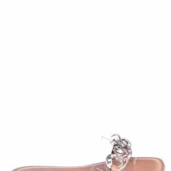 Bamboo New Laughter24 Oversized Chain On Lucite Vinyl Strap - Summer Slip On Slide Sandal