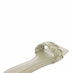 Bamboo Block19 Woven Braided Band Slipper - Womens Open Squared Toe Slip On Flat Sandal