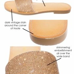 Soda Justice Rhinestone Crystal Flat Slides - Womens Shimmering Slipper Summer Sandal New