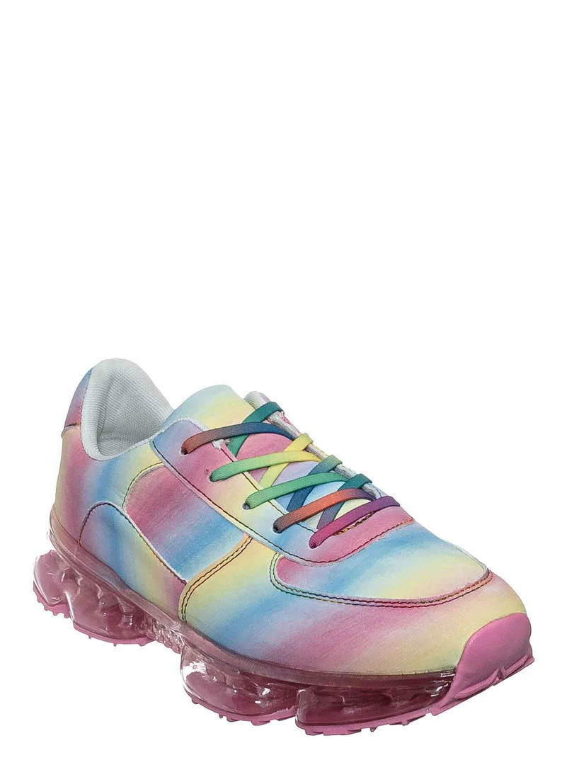 Forever Link Flow19 Stretch Elastic Mesh Sneaker - Festival Lace Up Rubber Air Bubble Cushion