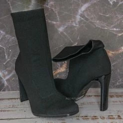 Glaze New Jiajia1 Women's Elastic Knit Bootie On Flat Block Heel