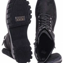 Bamboo New Staging09 Utilitarian Combat Biker Boots W Add On Purse Pocket Pouch