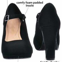 CityClassified New Denny Foam Padded Mary Jane Dress Pump -Women Chunky Block High Heel Office Shoe