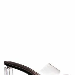 Bamboo Lucent01 Block Heel Glass Slipper, Clear Vinyl Dress Sandal