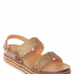 Forever Link New Lakota46 Rhinestone Espadrille Footbed Flatform Women Sandal