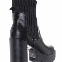 Bamboo Intense01 Chelsea Boots W Elastic Knit Sweater Sock - Threaded Lug Sole Bootie New