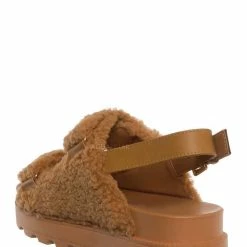 Liliana Montana3 Plush Faux Fur Slingback Molded Footbed Slipper New
