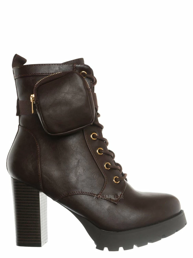 Forever Link New Match18 Fashion Combat Bootie W Pocket Pouch - Women Heel Ankle Boot
