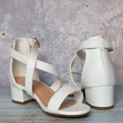 Lucky Top New Delia6K Childrens Block Heel Cross Sandal, Little Girls Shoes