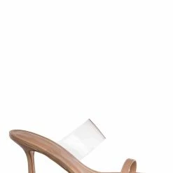 Anne Michelle New Zeal03 Clear Lucite High Heel Mule, Women Transparent Sandal