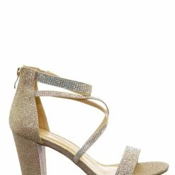 Bonnibel New Alondra5 Rhinestone Crystal Heels Sandal - Women Criss Cross Strappy Chunky Dancing Evening Formal Wedding Pump Shoes