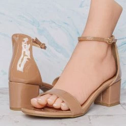 Top Moda Darcie1 Low Block Heel 2 Piece Sandal - Women Ankle Strap Sandal New