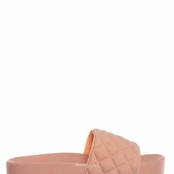 Forever Link Donut19 Molded Footbed Quilted Flatform - Women Platform Flat Slide In Slipper New