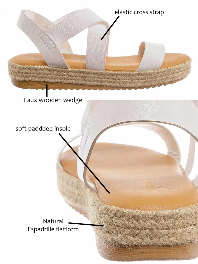 Bamboo New Superb22 Espadrille Elastic Flatform Sandal - Women Foam Padded Comfort Platform