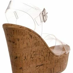 Bamboo Choice89 Clear Lucite Platform Wedge Sandal, Women's Transparent Shoes
