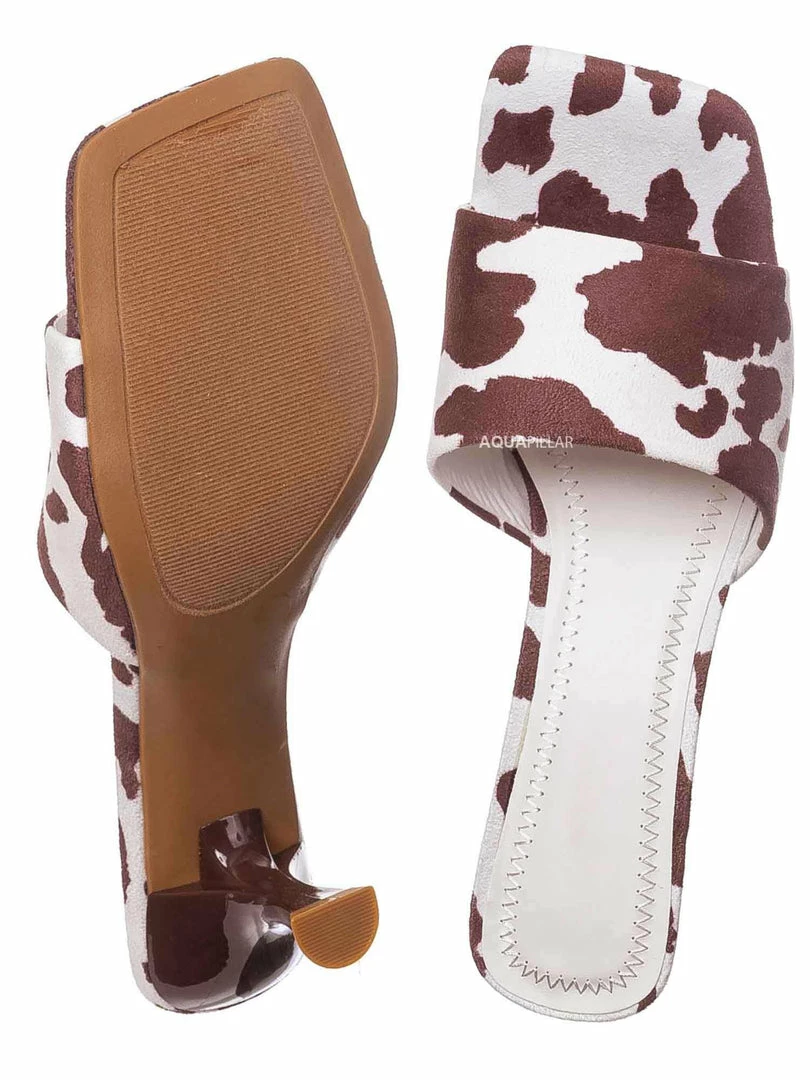 Anne Michelle Align03 Square Toe Slide In Mule - Women High Heel Slipper Cow Vinyl New